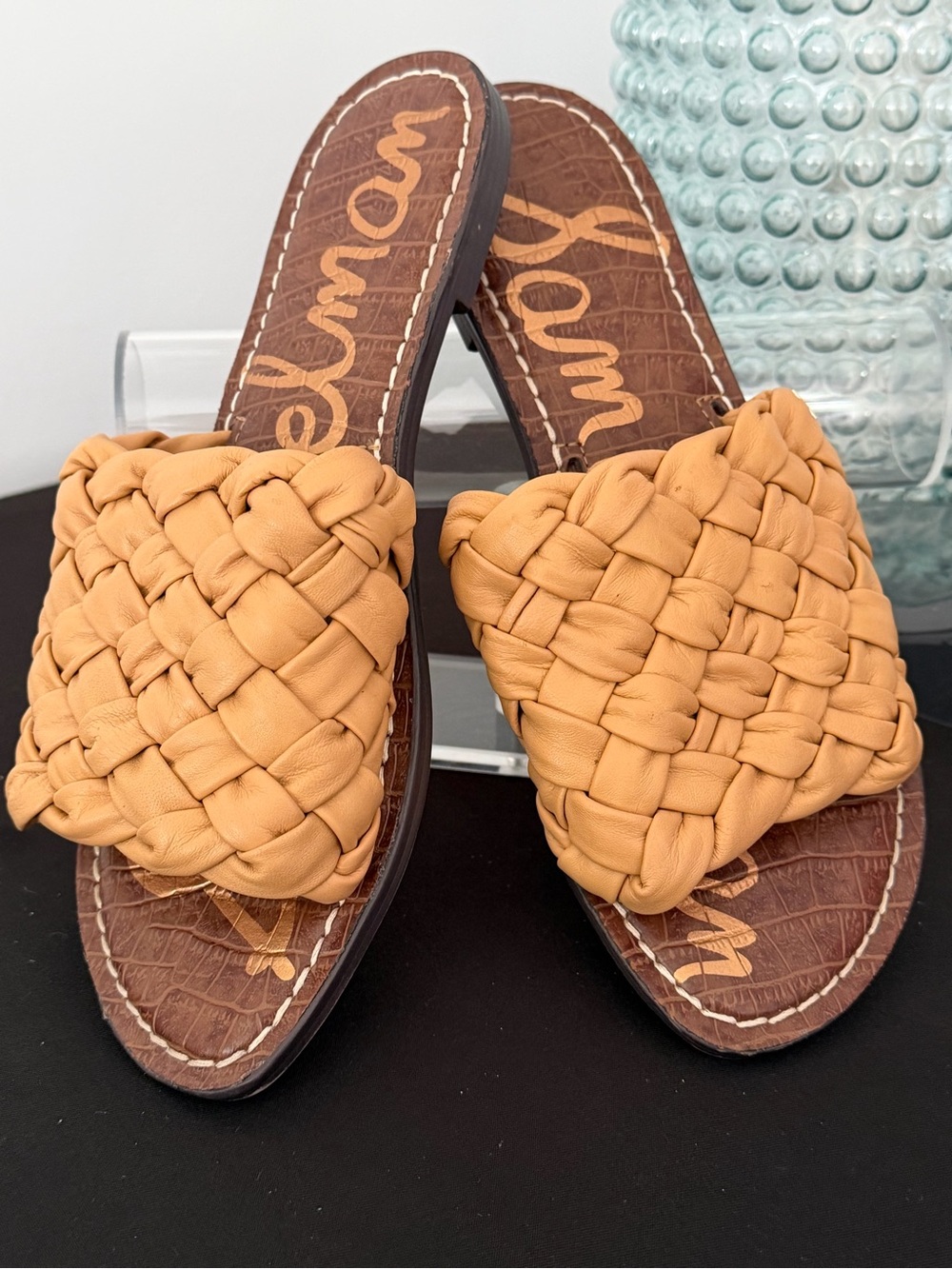 Sam Edelman Griffin Tan Woven Slide Mules